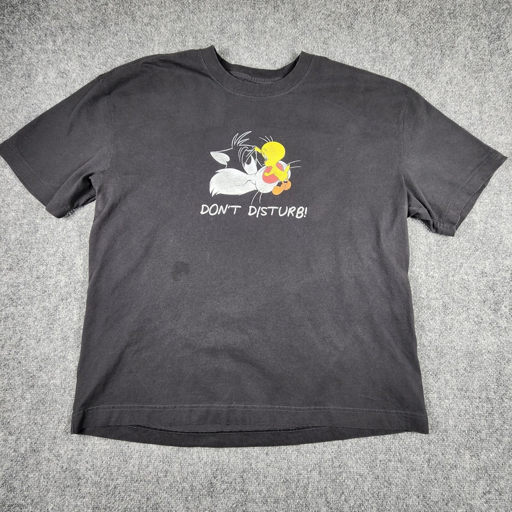 Hollister Looney Tunes Sylvester Tweety Don't Disturb Graphic T-Shirt XL Black